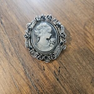 Elegant Silver Cameo Brooch